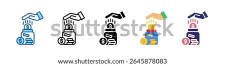Savings Multiple Style Icon Set Collection.