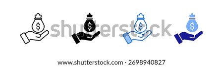 Savings Multiple Style Icon Set Vector