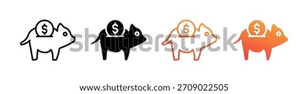 Savings Multiple Style Icon Set Vector