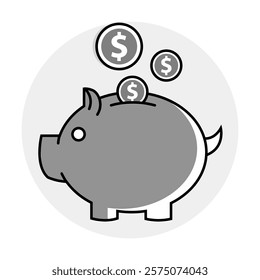 Savings Piggy Bank Icon Representing Money Management, Budgeting, and Financial Planning