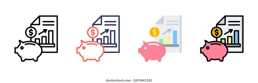 Savings Plan icon set multiple style collection