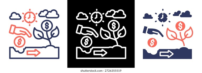 Savings Plan Icon triplestyle Vector Illustration