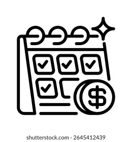 Spaarplan Line Icon, Outline Symbool voor Future Finance, Budget Management, Wealth Accumulation, Inkomenszekerheid en Persoonlijke Investeringen. Vectorteken pictogram.