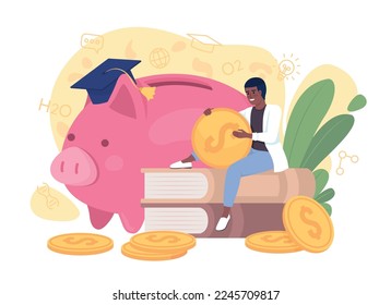 Ahorro para la educación privada: ilustración vectorial de concepto plano. Caricatura 2D editable sobre blanco para diseño web. Inversión en conocimiento idea creativa para sitio web, móvil, presentación