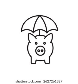 Savings protection line icon vector, with editable stroke, ideal for insurance apps, secure funds visuals, and money safety dashboards