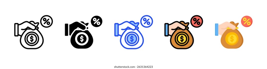 Colección De Iconos De Tasa De Ahorro Con Varios Estilos