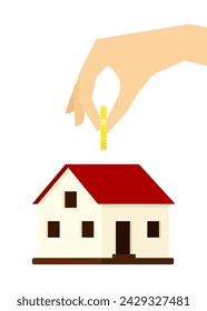 Savings for real estate. Hand holding a gold coin