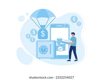 Savings in the safet trending concept flat illustration