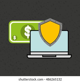 savings security online flat icons vector illustration design