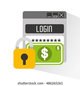 savings security online flat icons vector illustration design