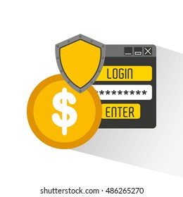 savings security online flat icons vector illustration design