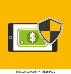 savings security online flat icons vector illustration design