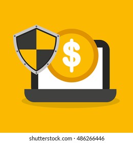 savings security online flat icons vector illustration design