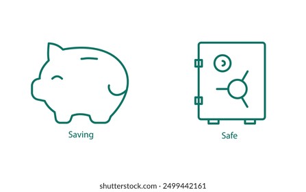 Ahorro y Vector de Seguridad Icon Set
