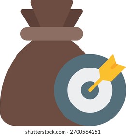 Savings target vector design in modern style, goal setting and financial planning concept, money growth illustration. Flat Icon