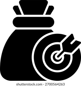 Projeto de vetor de meta de poupança em estilo moderno, definição de metas e conceito de planejamento financeiro, ilustração de crescimento monetário. Ícone de Glifo