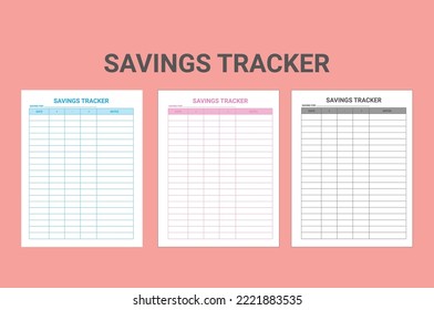 Savings Tracker | KDP Interiors, Customizable Interior. Custom Templates for Low-Content Books. Background with a lot of space to write in. Printable organizer, planner, notebook, mood diary.