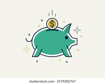 Savings vector detailed icon, money and finance theme, retirement savings, bank deposit, cash money, wealth and riches.
