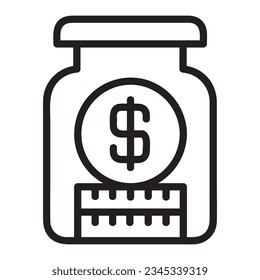 Savings Vector Icon, Lineal style, isolated on Black and white Background.