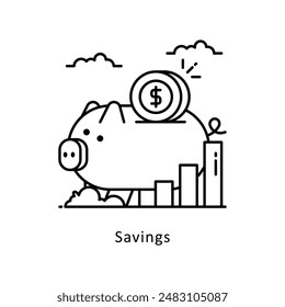 Savings vector  outline icon style illustration. Symbol on White background EPS 10 File