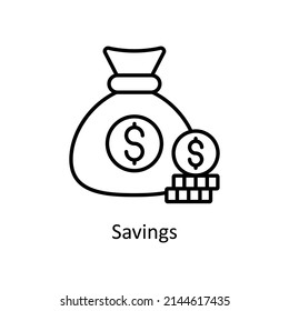Savings vector outline icon for web isolated on white background EPS 10 file