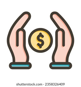 Ícono De Colores Relleno De Línea Gruesa De Vector Ahorro Para Uso Personal Y Comercial.
