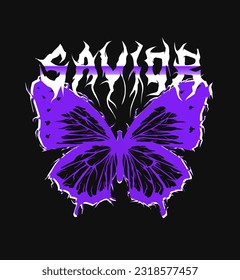 Savior. Butterfly Trendy Urban Streetwear Design in Luxury, Edgy and Brutalist Style