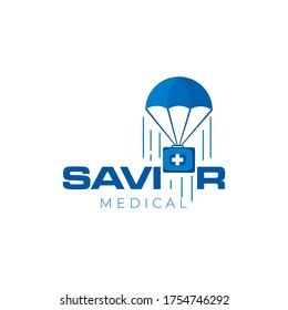 savior logo, creative word mark parachute vector