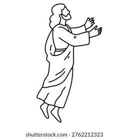 Savior rising up to the sky with graceful movement and divine presence