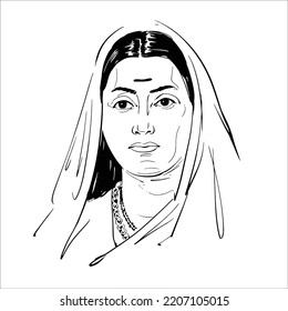 Savitribai Jyotirao Phule was an Indian social reformer, educationalist, and poet from Maharashtra. portrait sketch for print and social media