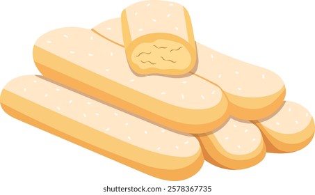 Savoiardi Ladyfinger Biscuits Illustration Isolated on White Background