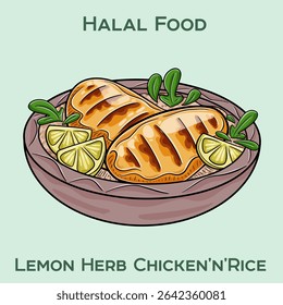 Savor our Lemon Herb Chicken, a delightful halal dish featuring tender chicken marinated in zesty lemon and aromatic herbs for a fresh, flavorful experience.