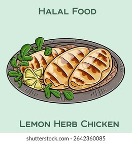 Savor our Lemon Herb Chicken, a delightful halal dish featuring tender chicken marinated in zesty lemon and aromatic herbs for a fresh, flavorful experience.