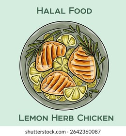 Savor our Lemon Herb Chicken, a delightful halal dish featuring tender chicken marinated in zesty lemon and aromatic herbs for a fresh, flavorful experience.
