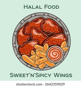 Saboreie nossas asas doces e picantes, misturando perfeitamente calor com doçura. Halal certificado, garantindo qualidade e adesão a padrões alimentares