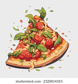 Savor the Slice: Captivating Vector Art Depicting Pizza Margherita