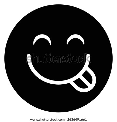 Savoring Food Emoji icon Flat outline fill black and white