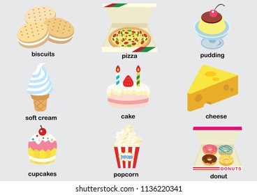 Savory food  dessert vector  illustration