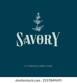 Savory logo. Brand image. Typography. Isotype