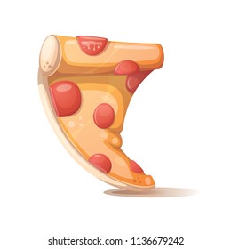 Savory pizza with sausage - cartoon illustration. Vector eps 10.