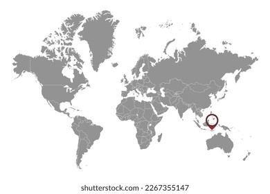 Mar de Savu en el mapa del mundo. Ilustración vectorial.
