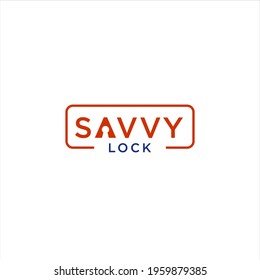 savvy lock logo design for secure vector