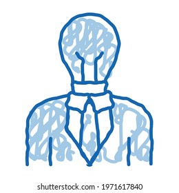 Savvy Man sketch icon vector. Hand drawn blue doodle line art Savvy Man sign. isolated symbol illustration