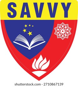 El emblema del escudo inteligente representa la sabiduría, la educación, el conocimiento y la brillantez. Icono de símbolo.