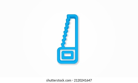 saw 3d line flat color icon. Realistic vector illustration. Pictogram isolated. Top view. Colorful transparent shadow design.