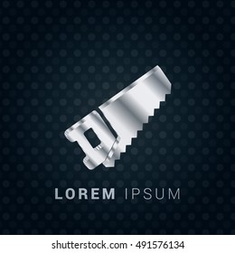 Saw 3D silver/platinum metallic chromium precious Icon / Logo Design