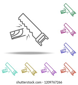 saw and bar outline icon. Elements of Construction in multi color style icons. Simple icon for websites, web design, mobile app, info graphics