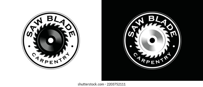 Saw blade for carpentry silhouette symbol icon vector. Woodworking retro vintage circle logo vector. Lumberjack illustration design