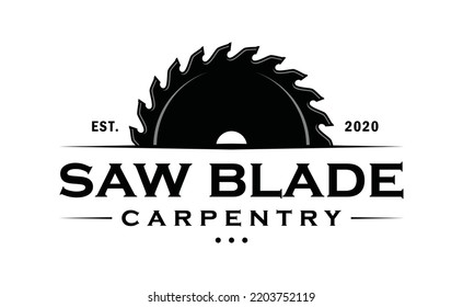 Saw blade for carpentry silhouette symbol icon vector. Woodworking retro vintage logo vector. Lumberjack illustration design