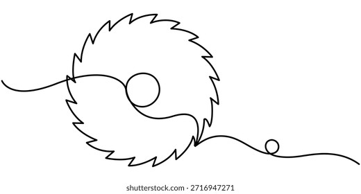 Saw Blade continuous one line drawing, of minimalism design, in outline illustration. 
